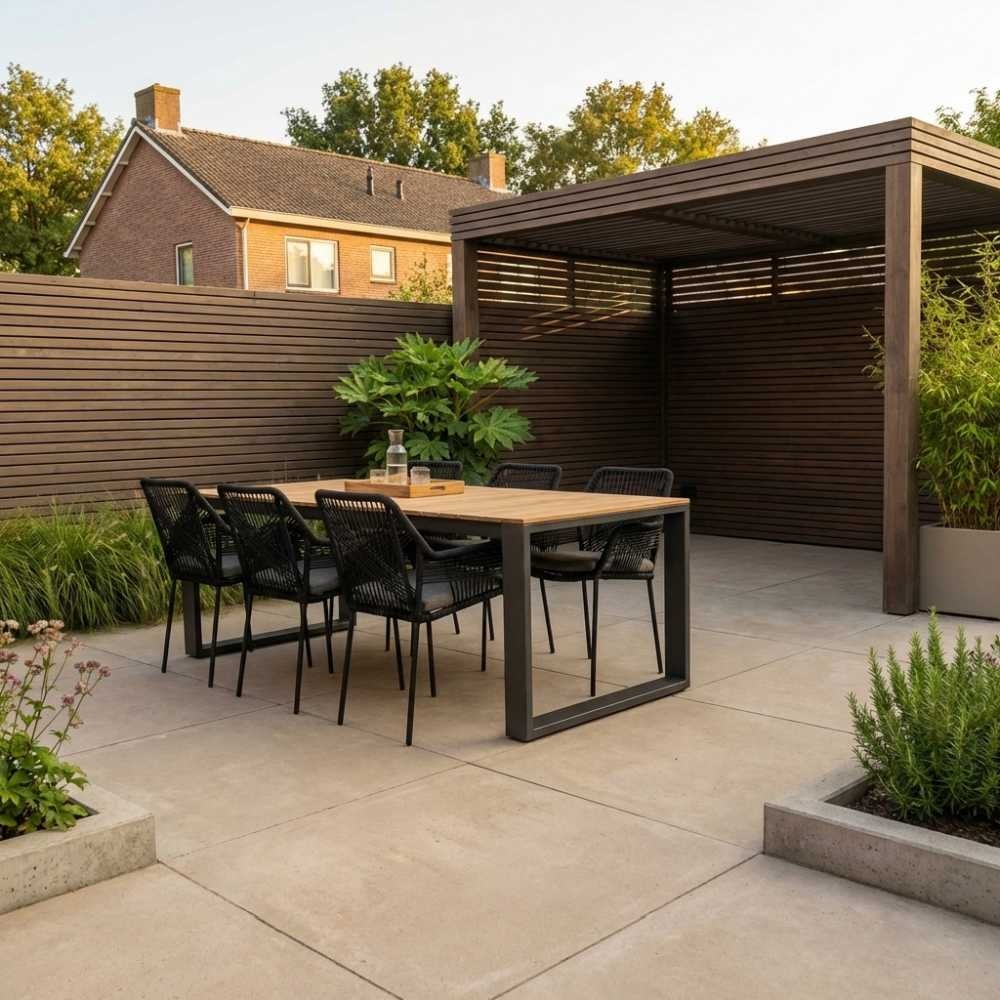 Atlanta/Seville zwart dining tuinset | 6 personen | teakhout + touw | 218cm