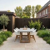 Lausanne/Karlstad wit dining tuinset | 6 personen | betonlook + kunststof | 250cm