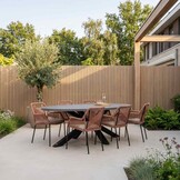 Stockholm/Seville terra dining tuinset | 6 personen | betonlook + touw | 240cm ovaal