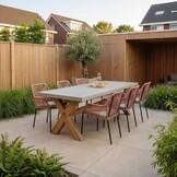 Norwich/Seville terra dining tuinset | 6 personen | betonlook + touw | 250cm