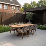 Salo/Seville hout zand dining tuinset | 6 personen | hardhout + touw | 240cm