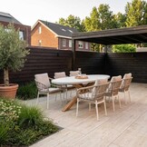 Livorno/Dakota beige/wit dining tuinset | 6 personen | betonlook + touw | 240cm ovaal