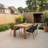 Victoria/Seville olijfgroen dining tuinset | 4 personen | teakhout + touw | 180cm