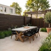 Norwich/Seville hout dining tuinset | 6 personen | betonlook + touw | 250cm