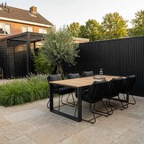 Atlanta/Portofino zwart dining tuinset | 6 personen | teakhout + touw | 218cm