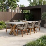 Norwich/Seville zand hout dining tuinset | 6 personen | betonlook + touw | 250cm