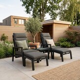 Chicago lounge balkonset - verstelbaar 2 personen | aluminium + keramiek | antraciet | 5-delig