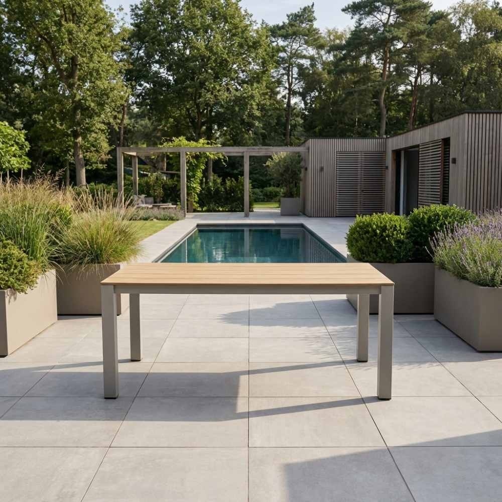 Manhattan dining tuintafel 6 personen | polywood + aluminium | Natural Wood/beige | 240cm