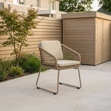Tulum dining tuinstoel | touw + aluminium | Sandstone