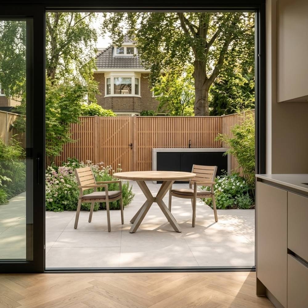 Calgary dining tuintafel 4 personen | polywood + aluminium | beige | 120cm rond