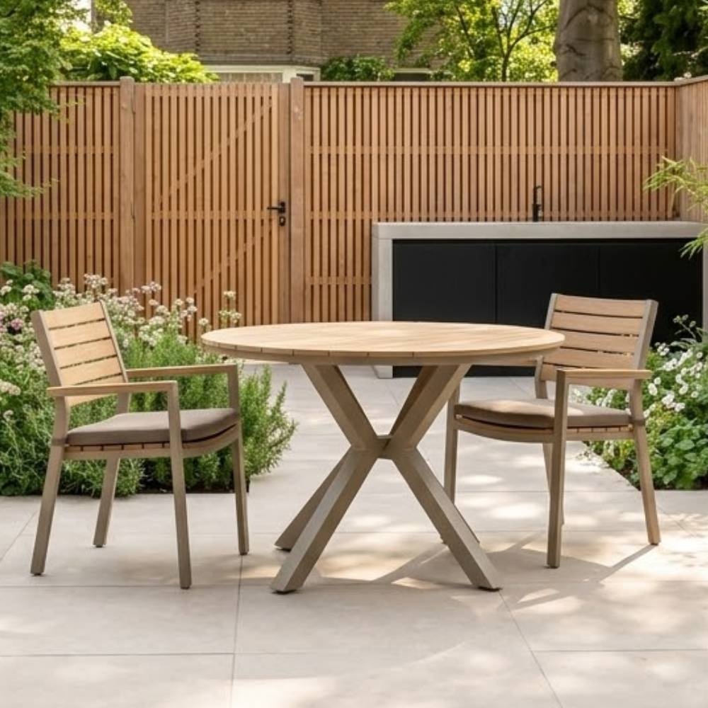 Calgary dining tuintafel 4 personen | polywood + aluminium | beige | 120cm rond