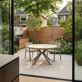 Cuba dining tuintafel 5 personen | sintered stone + aluminium | beige | 144cm rond