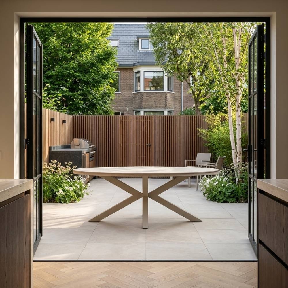 Firenze dining tuintafel 6 personen | sintered stone + aluminium | beige | 220cm ovaal