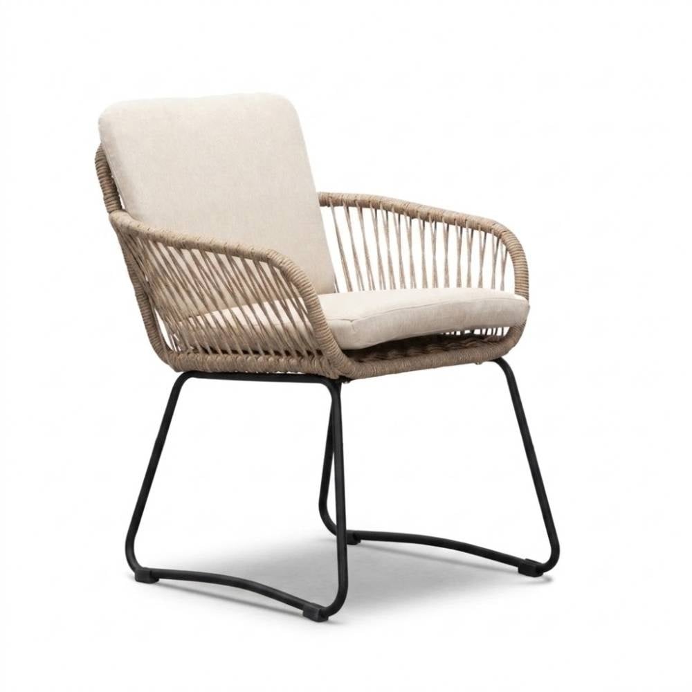 Harper dining tuinstoel | touw + rvs | Sahara Dust