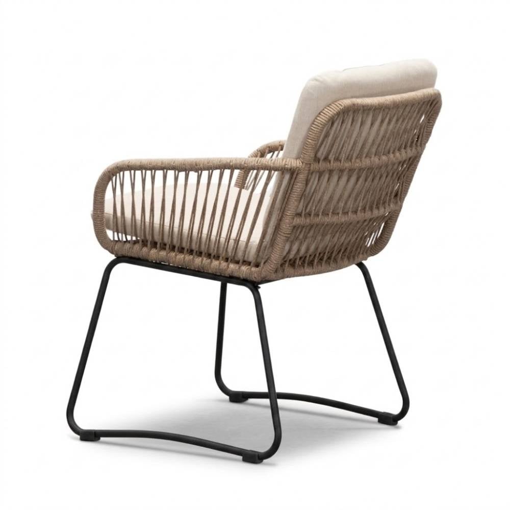 Harper dining tuinstoel | touw + rvs | Sahara Dust