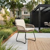 Harper dining tuinstoel | touw + rvs | Sahara Dust