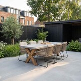 Norwich/Tulum Sahara Dust dining tuinset | 6 personen | betonlook + touw | 250cm