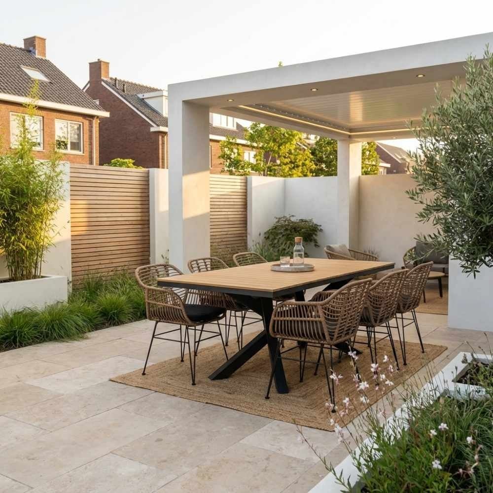 Durban/Lola dining tuinset | 6 personen | polywood + wicker | 218cm