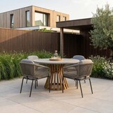 Elzas/Savanna dining tuinset | 4 personen | betonlook + aluminium | 135cm rond
