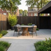 Elzas/Rico charcoal dining tuinset | 4 personen | betonlook + aluminium | 135cm rond