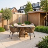 Elzas/Lucca dining tuinset | 4 personen | betonlook + wicker | 135cm rond