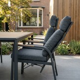 Annecy dining tuinstoel set van 6 | aluminium + teakhout | antraciet