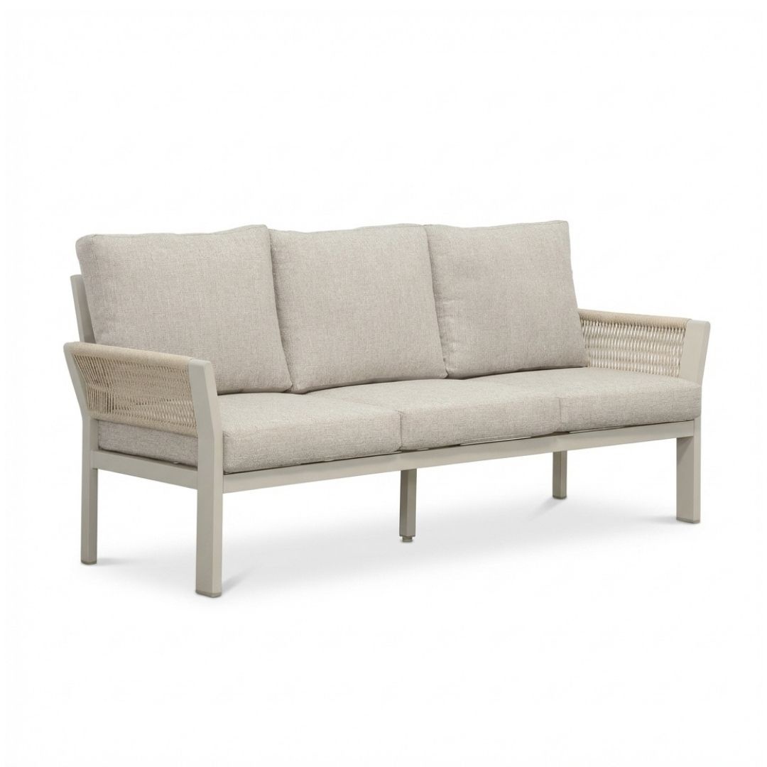 Venezia stoel-bank loungeset 5 personen incl. tafel | aluminium + touw | beige | 4-delig