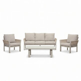 Venezia stoel-bank loungeset 5 personen incl. tafel | aluminium + touw | beige | 4-delig