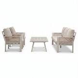 Venezia stoel-bank loungeset 5 personen incl. tafel | aluminium + touw | beige | 4-delig