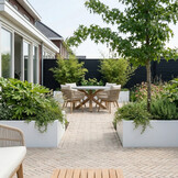 Nancy/Bella zand dining tuinset | 4 personen | polystone + touw | 135cm