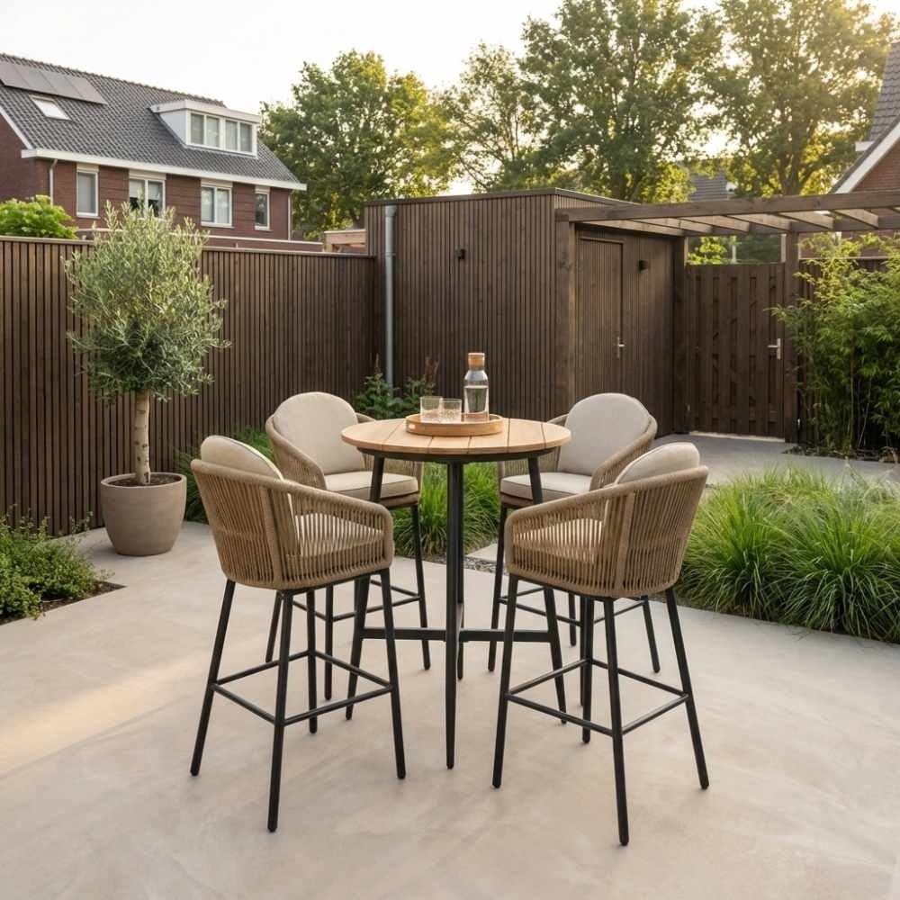 Mara dining barstoel | touw + aluminium | Sahara Dust