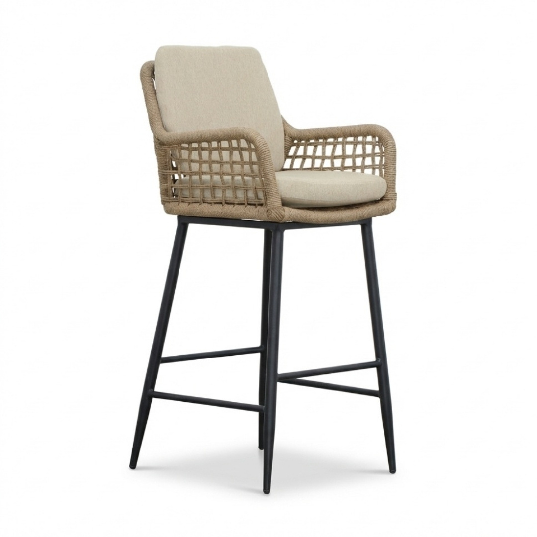 Valencia Sahara Dust dining barset | 4 personen | teakhout + touw | 90cm
