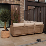 Sienna hoek loungeset 6 personen | touw + hardhout | zand | 4-delig - 296x226cm