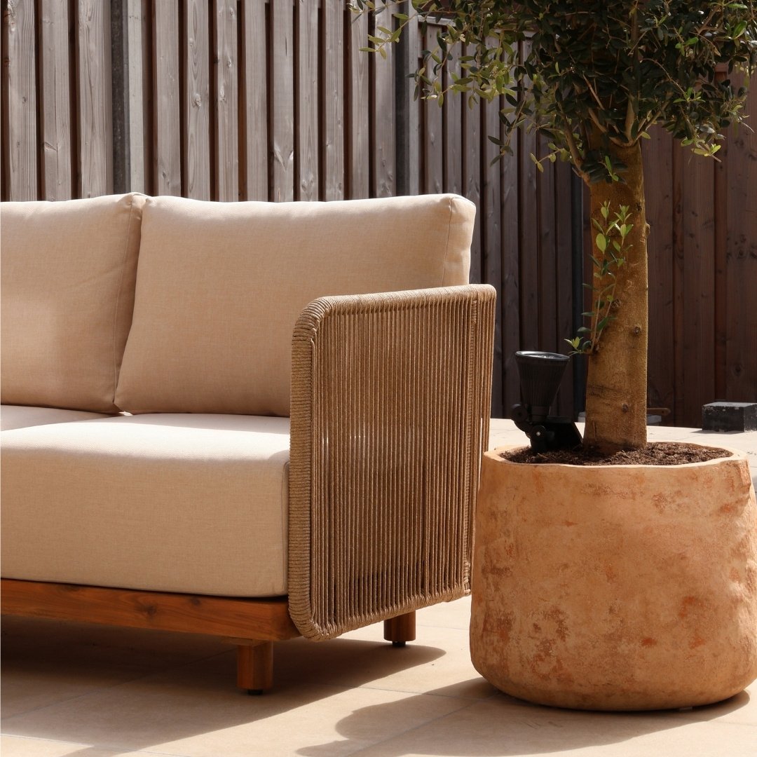 Sienna hoek loungeset 6 personen | touw + hardhout | zand | 4-delig - 296x226cm