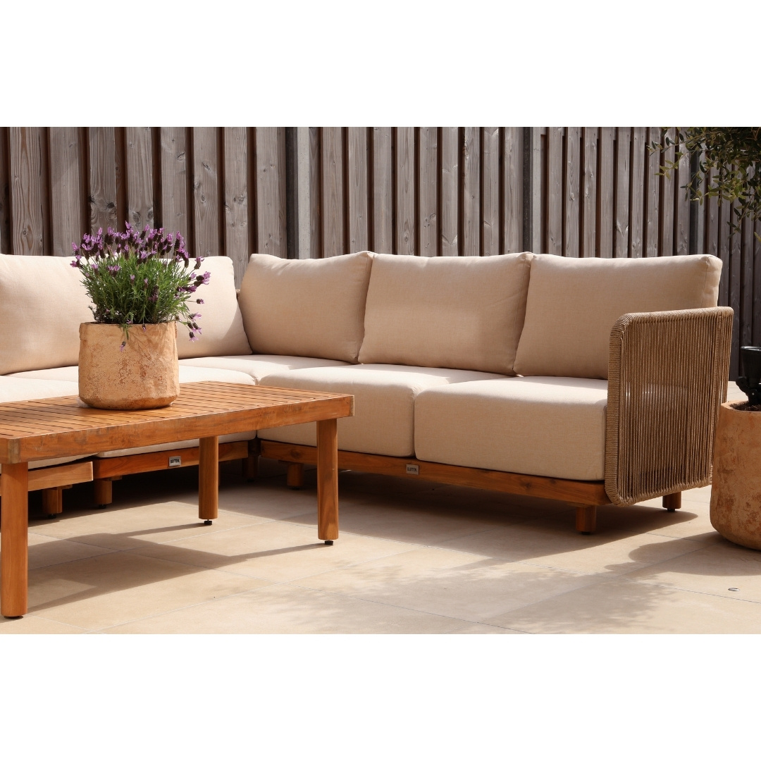 Sienna hoek loungeset 6 personen | touw + hardhout | zand | 4-delig - 296x226cm