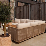 Sienna hoek loungeset 6 personen incl. tafel | touw + hardhout | zand | 5-delig - 296x226cm