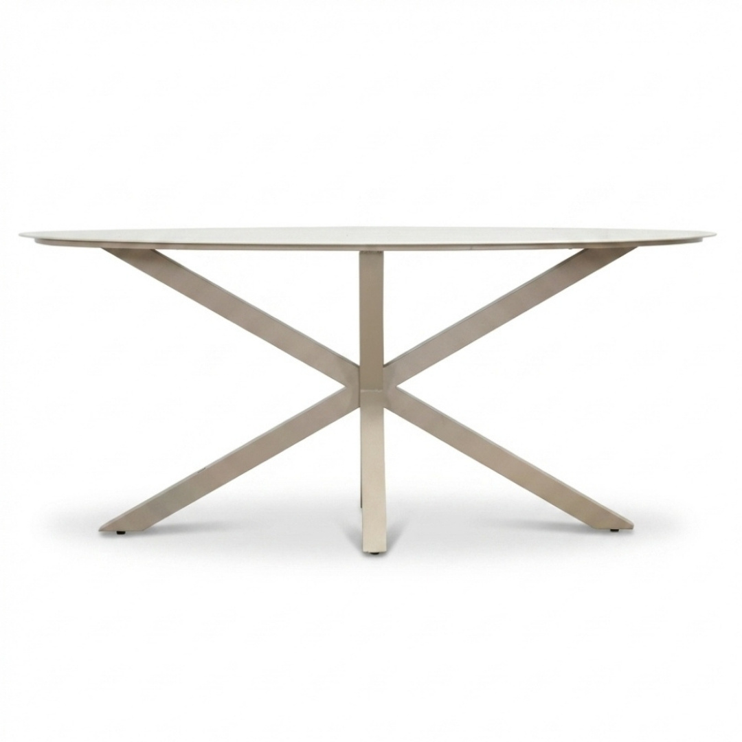 Calma dining bartafel 6 personen | sintered stone + aluminium | Marble Latte | 240cm ovaal