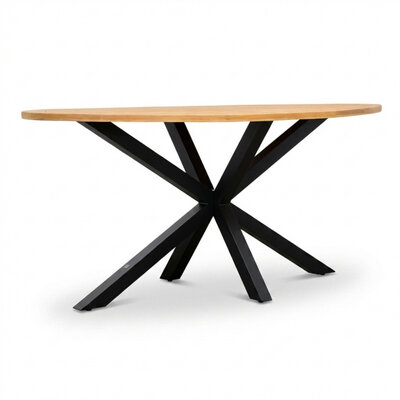 Cleve dining bartafel 6 personen | teakhout + aluminium | Natural Teak/antraciet | 240cm ovaal