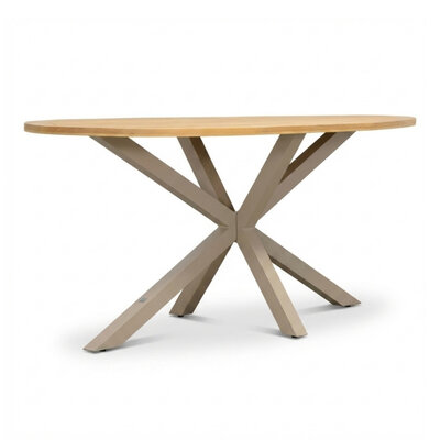 Cleve dining bartafel 6 personen | teakhout + aluminium | Natural Teak/beige | 240cm ovaal