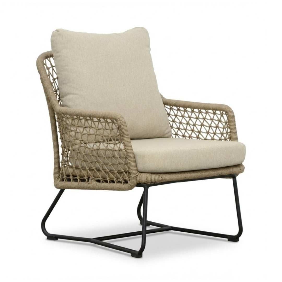 BUITEN living Gianna low dining tuinstoel | touw + aluminium | Sahara Dust