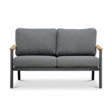 Montana stoel-bank loungeset 4 personen | aluminium + teak | antraciet | 3-delig