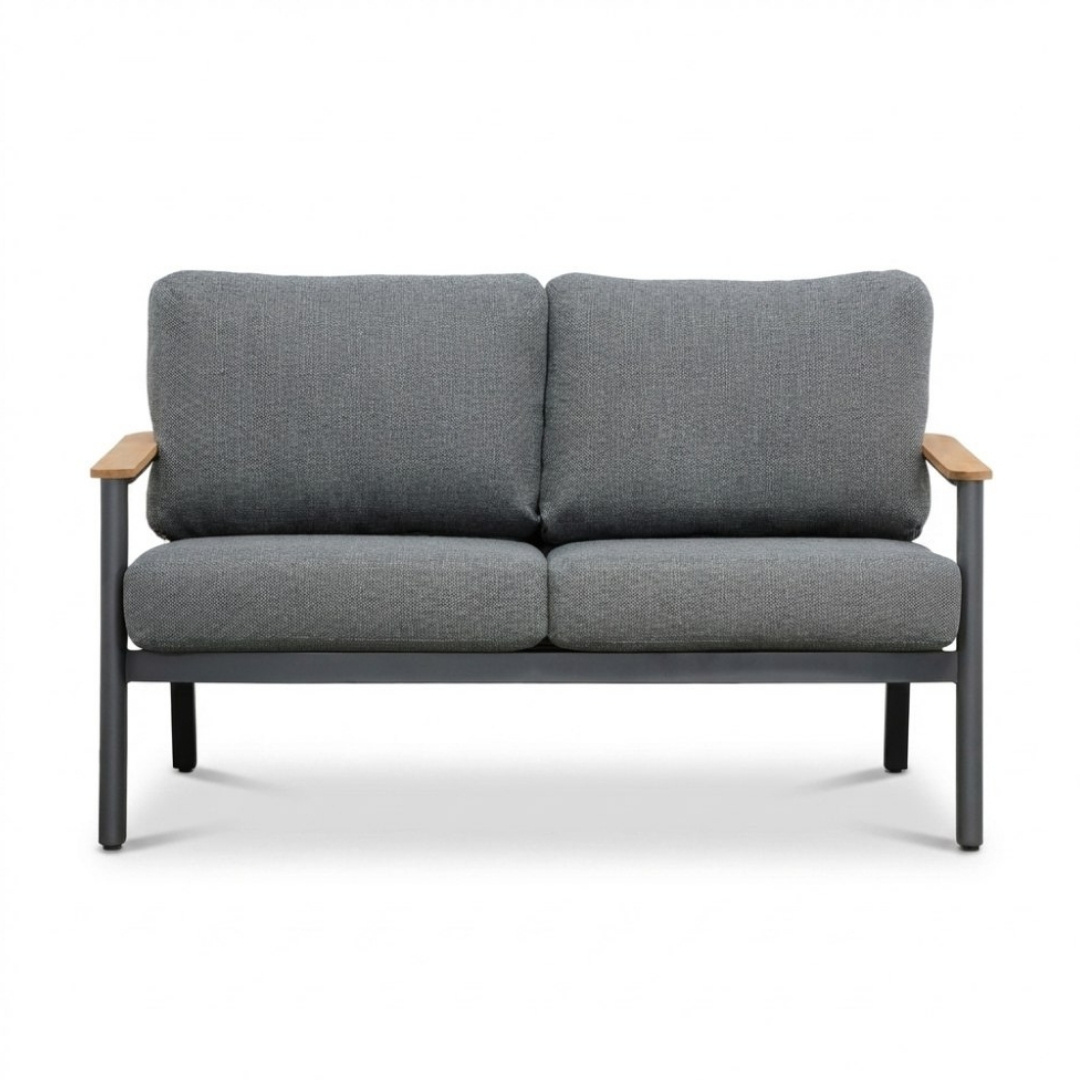 Montana stoel-bank loungeset 4 personen | aluminium + teak | antraciet | 3-delig