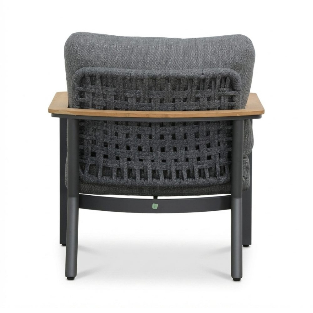 Montana stoel-bank loungeset 4 personen | aluminium + teak | antraciet | 3-delig