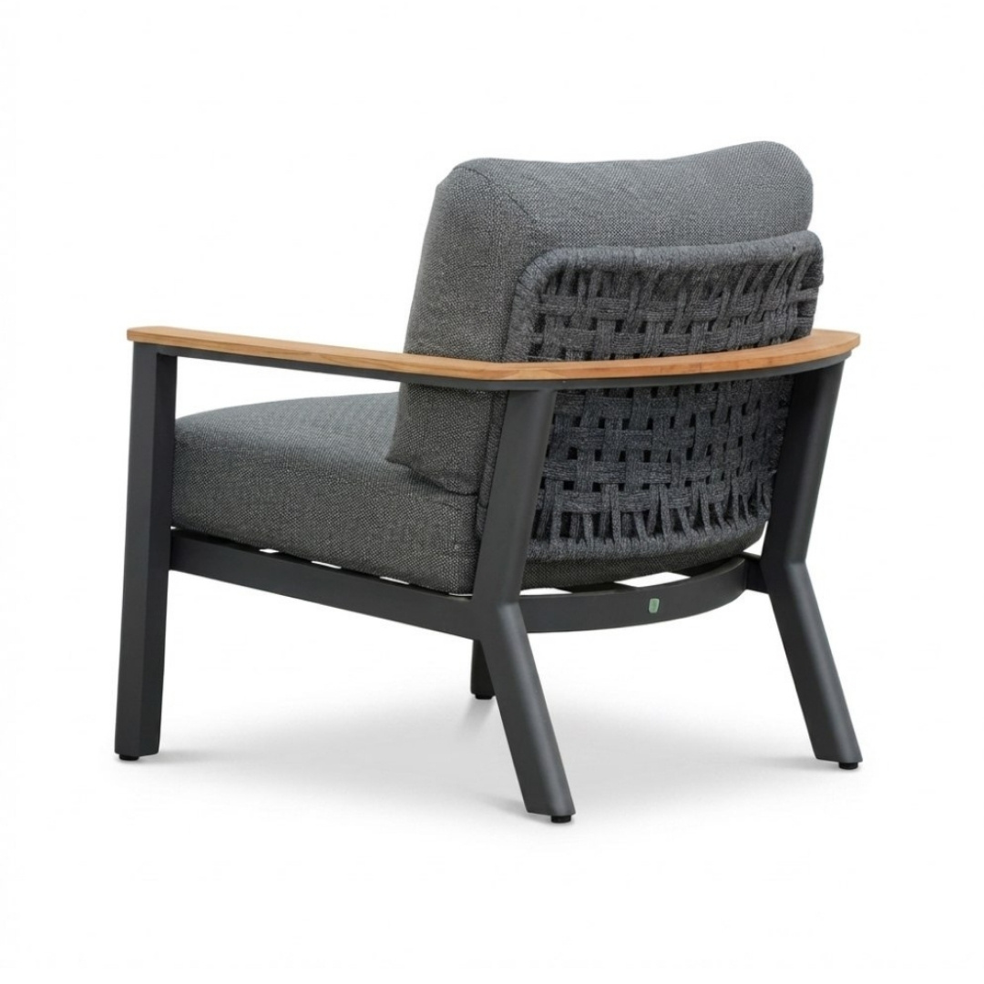 Montana stoel-bank loungeset 4 personen | aluminium + teak | antraciet | 3-delig