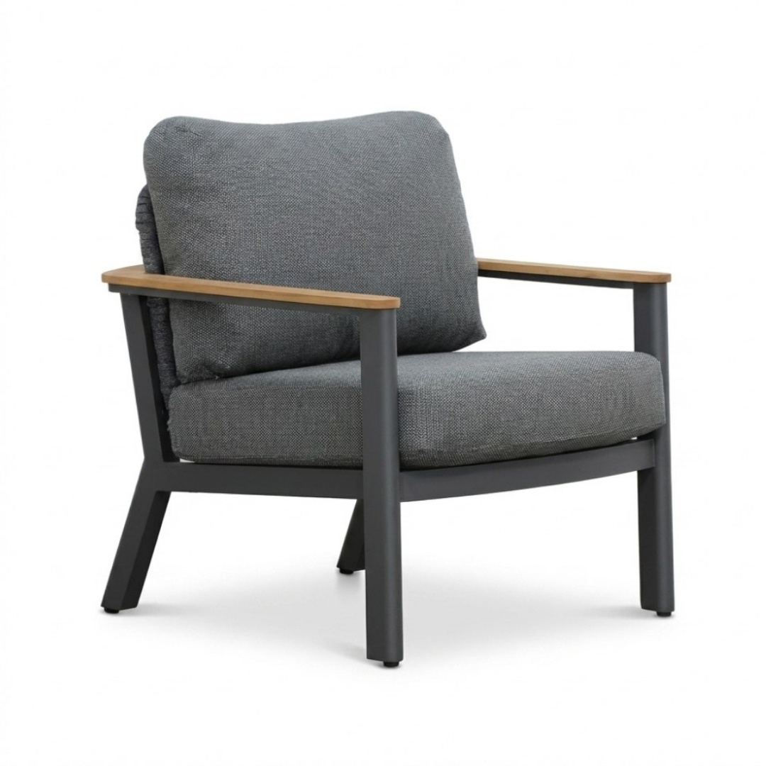 Montana stoel-bank loungeset 5 personen | aluminium + teak | antraciet | 3-delig