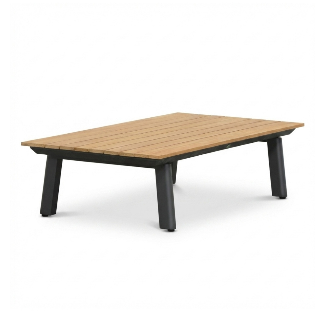 Montana koffietafel | aluminium + teak | antraciet | 120x60cm