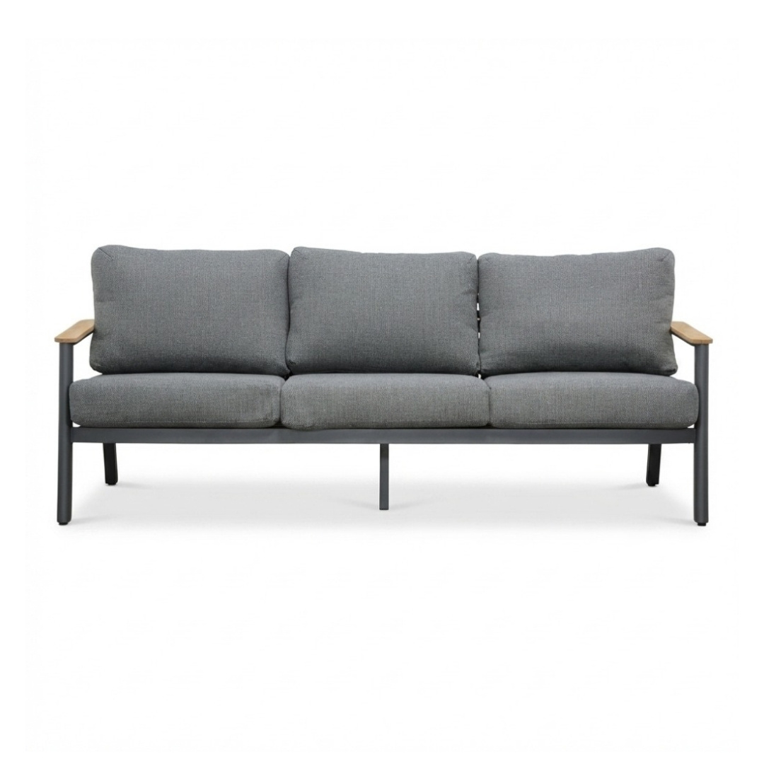 Montana stoel-bank loungeset 5 personen incl. tafel | aluminium + teak | antraciet | 4-delig