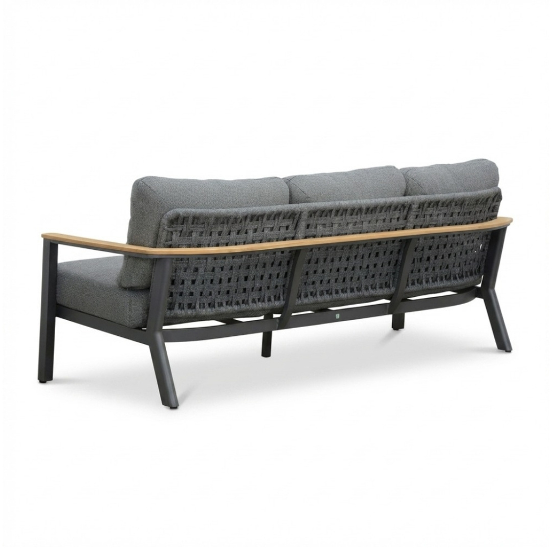 Montana stoel-bank loungeset 5 personen incl. tafel | aluminium + teak | antraciet | 4-delig