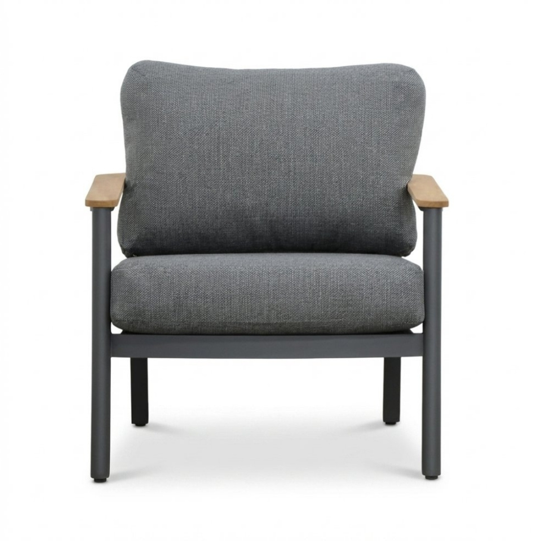 Montana stoel-bank loungeset 5 personen incl. tafel | aluminium + teak | antraciet | 4-delig