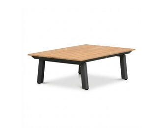 Montana koffietafel | aluminium + teak | antraciet | 100x60cm